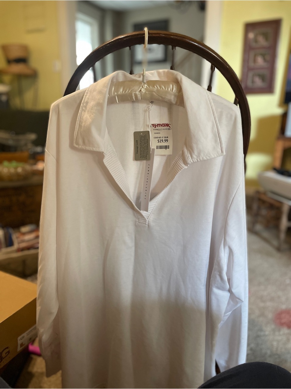 T.J.Maxx White V-Neck Pullover Top
